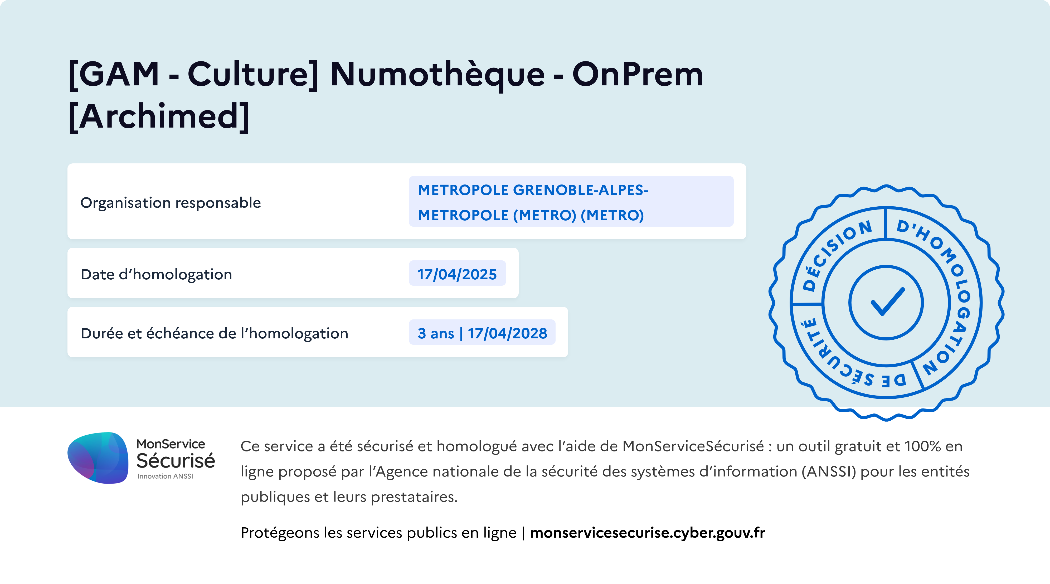 Tampon d'homologation du site de la numothèque